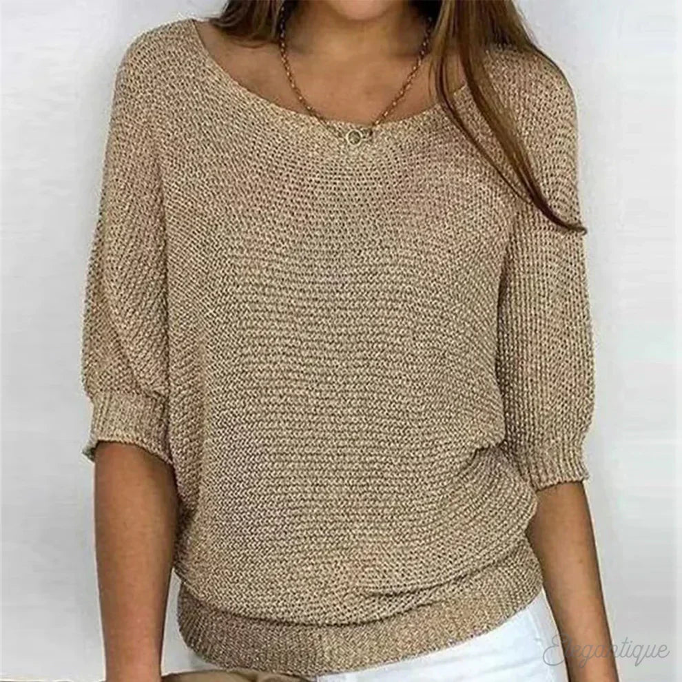 Women's Textured Knit Top with Batwing Sleeves and Relaxed Fit – Stylish Top for Everyday Wear, Leisure, the Office, and Smart Casual Styles