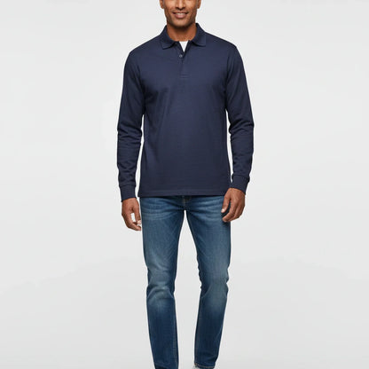 Herre Langærmet Poloshirt – Normal Pasform Til Elegant Hverdagsbrug