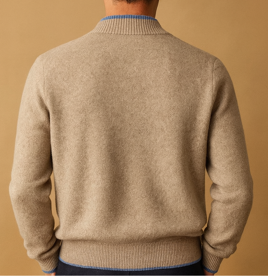 Men's full-zip knit cardigan with a stand collar - Regular-fit design for the office, weekends, and stylish everyday wear in autumn and winter