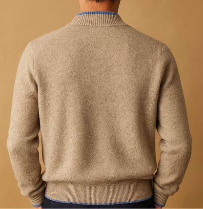 Men's full-zip knit cardigan with a stand collar - Regular-fit design for the office, weekends, and stylish everyday wear in autumn and winter