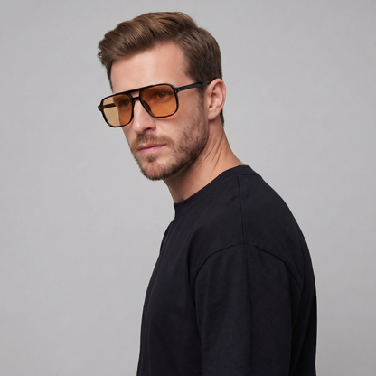 Ochelari de soare pentru bărbați, cu rame pătrate – design inspirat de stilul retro, pentru utilizare în aer liber, în vacanță, la volan și în viața de zi cu zi