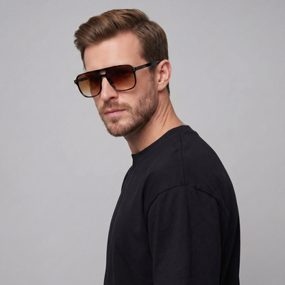 Ochelari de soare pentru bărbați, cu rame pătrate – design inspirat de stilul retro, pentru utilizare în aer liber, în vacanță, la volan și în viața de zi cu zi