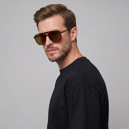Ochelari de soare pentru bărbați, cu rame pătrate – design inspirat de stilul retro, pentru utilizare în aer liber, în vacanță, la volan și în viața de zi cu zi