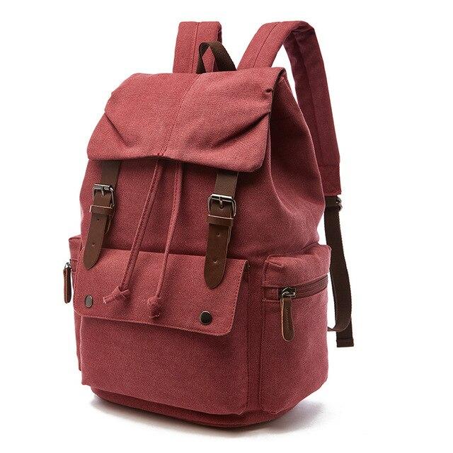 Mochila vintage de lona para mujer con cierre de cordón, correas con hebilla y varios bolsillos - mochila práctica para el trabajo, los estudios, los viajes y el día a día