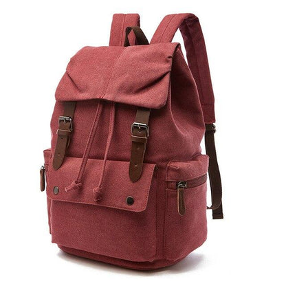 Mochila vintage de lona para mujer con cierre de cordón, correas con hebilla y varios bolsillos - mochila práctica para el trabajo, los estudios, los viajes y el día a día