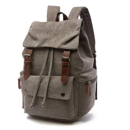 Mochila vintage de lona para mujer con cierre de cordón, correas con hebilla y varios bolsillos - mochila práctica para el trabajo, los estudios, los viajes y el día a día