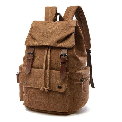 Mochila vintage de lona para mujer con cierre de cordón, correas con hebilla y varios bolsillos - mochila práctica para el trabajo, los estudios, los viajes y el día a día
