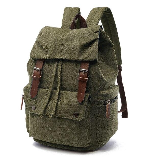 Mochila vintage de lona para mujer con cierre de cordón, correas con hebilla y varios bolsillos - mochila práctica para el trabajo, los estudios, los viajes y el día a día