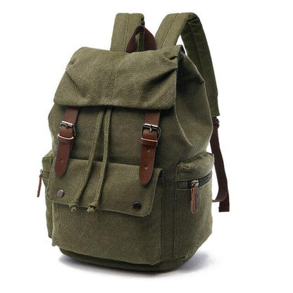 Mochila vintage de lona para mujer con cierre de cordón, correas con hebilla y varios bolsillos - mochila práctica para el trabajo, los estudios, los viajes y el día a día