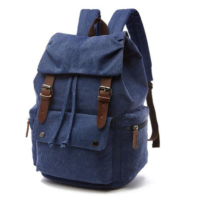 Mochila vintage de lona para mujer con cierre de cordón, correas con hebilla y varios bolsillos - mochila práctica para el trabajo, los estudios, los viajes y el día a día