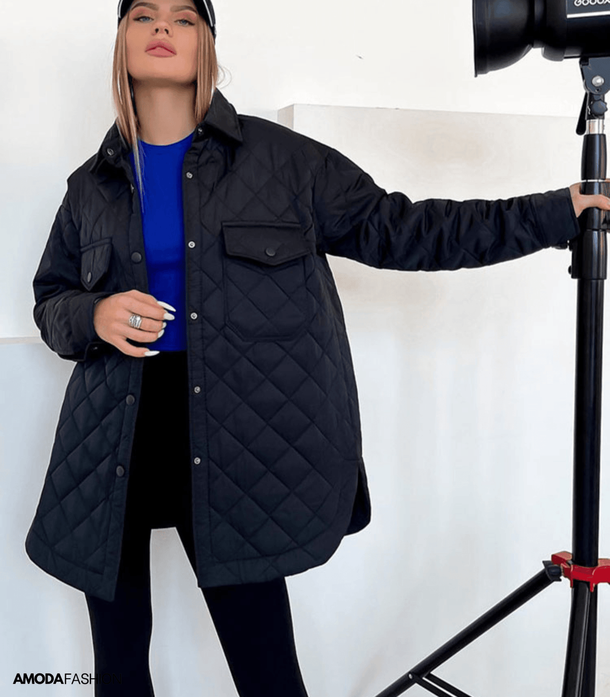 Dámská oversized prošívaná bunda s páskem - ležérní a zateplené zimní svrchní oblečení na chladné dny, každodenní nošení, volný čas a venkovní aktivity