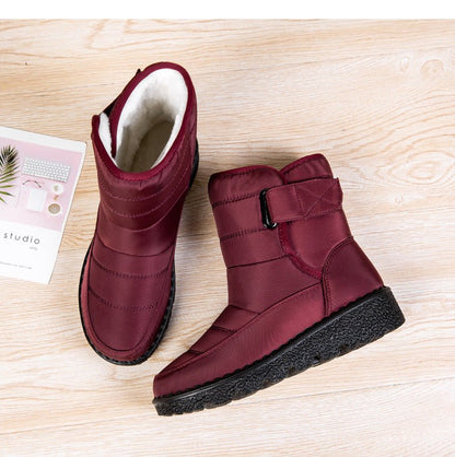 Botines de invierno para mujer con forro polar y correa con hebilla - Suela gruesa para caminar con calidez y comodidad cuando hace frío