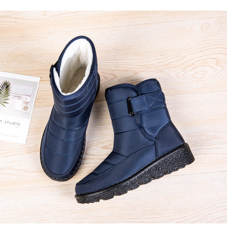 Botines de invierno para mujer con forro polar y correa con hebilla - Suela gruesa para caminar con calidez y comodidad cuando hace frío