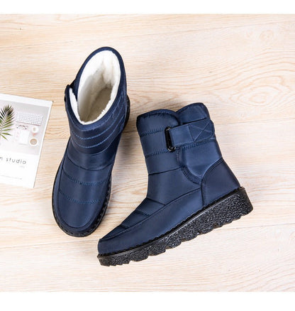 Botines de invierno para mujer con forro polar y correa con hebilla - Suela gruesa para caminar con calidez y comodidad cuando hace frío