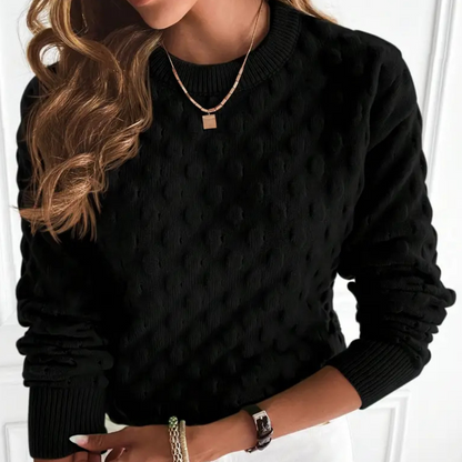 Jersey de cachemira de punto trenzado para mujer con cuello redondo – Jersey clásico para otoño, invierno, oficina y estilo smart casual