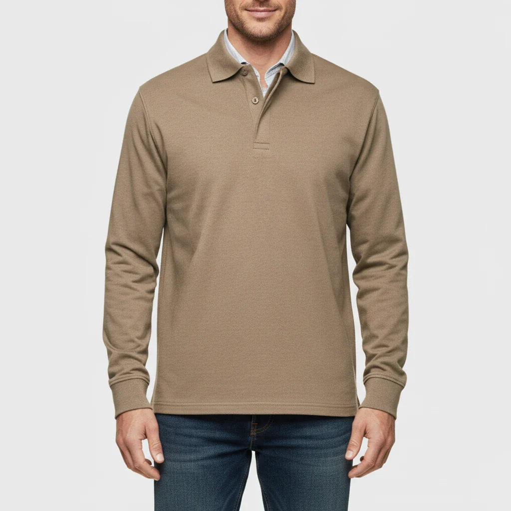 Herre Langærmet Poloshirt – Normal Pasform Til Elegant Hverdagsbrug