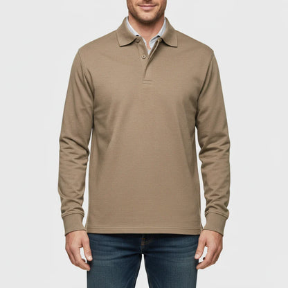 Herre Langærmet Poloshirt – Normal Pasform Til Elegant Hverdagsbrug