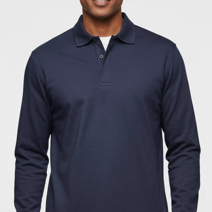 Herre Langærmet Poloshirt – Normal Pasform Til Elegant Hverdagsbrug